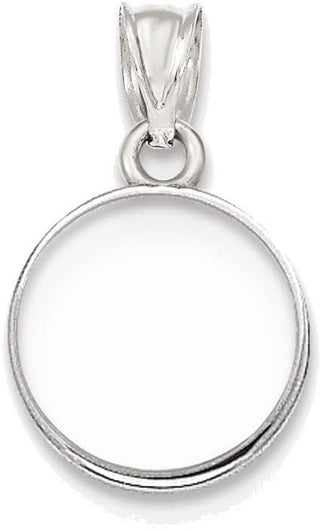 14k White Gold Polished Prong 14.0mm Coin Bezel Pendant - Fits 1/20 oz Maple Leaf and Other Coins