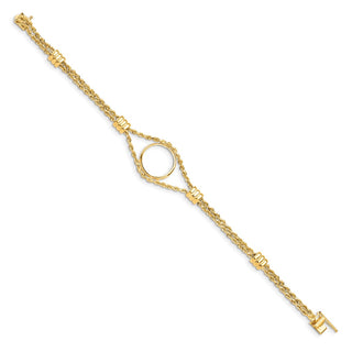 7.25" 14k Yellow Gold Rope Chain & 15mm Coin w/ 4 Stations Bracelet - Fits US $1 Type 2