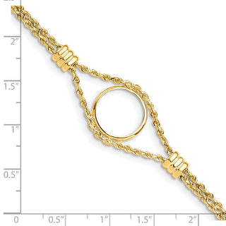7.25" 14k Yellow Gold Rope Chain & 15mm Coin w/ 4 Stations Bracelet - Fits US $1 Type 2