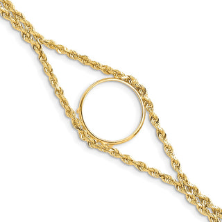 7.5" 14k Yellow Gold Double Rope 21.6mm Prong Coin Bracelet - Fits US $5 Bald Eagle, US $5 Congressional, US $5 Liberty, and Other Coins