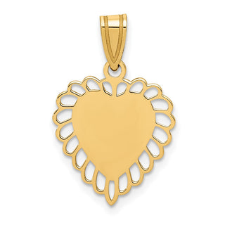 14k Yellow Gold Polished Border Heart Pendant C1010