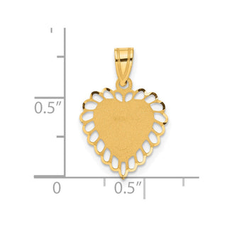 14k Yellow Gold Polished Border Heart Pendant C1010