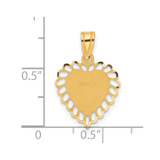 14k Yellow Gold Polished Border Heart Pendant C1010