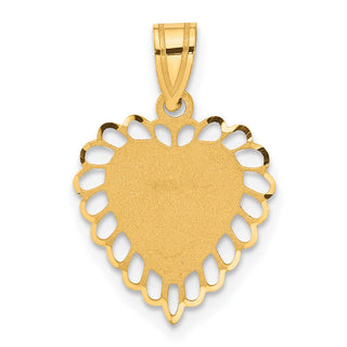 14k Yellow Gold Polished Border Heart Pendant C1010