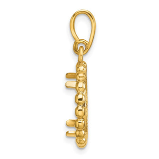 14k Yellow Gold Polished and Diamond-cut with Beaded Edge 13.0mm Prong Coin Bezel Pendant - Fits 2 Pesos