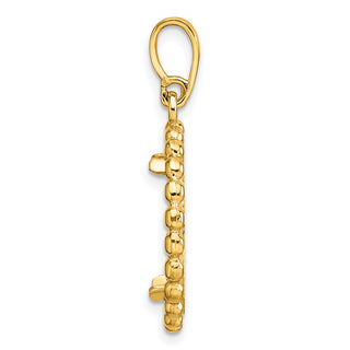 14k Yellow Gold Polished and Diamond-cut with Beaded Edge 16.5mm Prong Coin Bezel Pendant - Fits 1/10 oz American Eagle and 1/10 oz Krugerrand