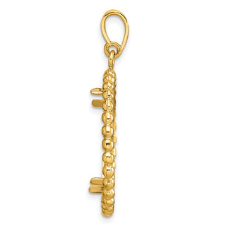 14k Yellow Gold Polished and Diamond-cut with Beaded Edge 21.6mm Prong Coin Bezel Pendant - Fits US $5 Bald Eagle, US $5 Congressional, US $5 Liberty, and Other Coins