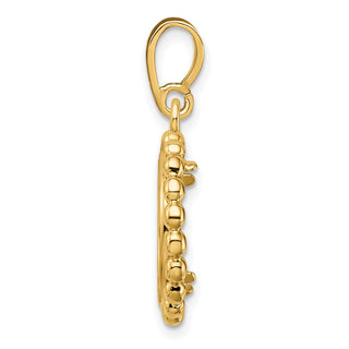 14k Yellow Gold 13mm Beaded Edge Prong Coin Bezel Pendant - Fits 2 Pesos and US $1