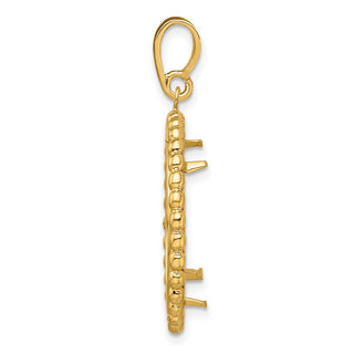 14k Yellow Gold 21.6mm Beaded Edge Prong Coin Bezel Pendant - Fits US $5 Bald Eagle, US $5 Congressional, US $5 Liberty, and Other Coins
