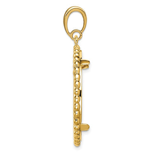 14k Yellow Gold 27mm Beaded Edge Prong Coin Bezel Pendant - Fits 1/2 oz American Eagle, US $10 Liberty, and Other Coins
