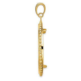 14k Yellow Gold 34.2mm Beaded Edge Prong Coin Bezel Pendant - Fits US $20 Liberty and US $20 St. Gaudens