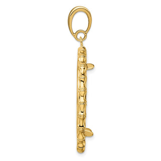 14k Yellow Gold Polished 27mm Bamboo Prong Coin Bezel Pendant - Fits 1/2 oz American Eagle, US $10 Liberty, and Other Coins