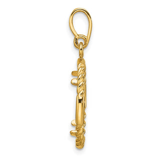 14k Yellow Gold Polished Quadruple Twist and Diamond-cut 15.0mm Prong Coin Bezel Pendant - Fits US $1 Type 2