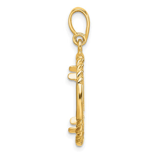 14k Yellow Gold Polished Quadruple Twist and Diamond-cut 16.5mm Prong Coin Bezel Pendant - Fits 1/10 oz American Eagle and 1/10 oz Krugerrand