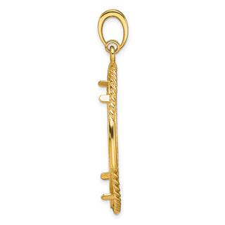 14k Yellow Gold Polished Quadruple Twist and Diamond-cut 32.0mm Prong Coin Bezel Pendant - Fits 1 oz Australian Nugget, 1 oz Kangaroo, 1 oz Panda, and Other Coins