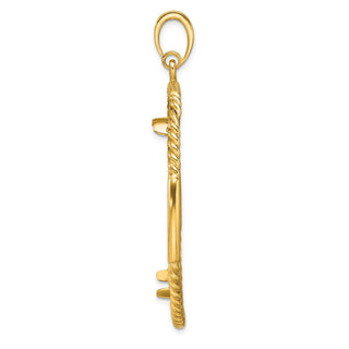 14k Yellow Gold Polished Quadruple Twist and Diamond-cut 39.5mm Prong Coin Bezel Pendant - Fits 4 Ducat