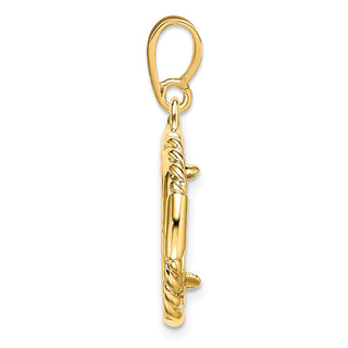 14k Yellow Gold 13mm Quadruple Twist & Bright Prong Coin Bezel Pendant - Fits 2 Pesos and US $1