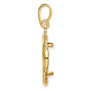 14k Yellow Gold 14mm Quadruple Twist & Bright Prong Coin Bezel Pendant - Fits 1/20 oz Maple Leaf and Other Coins