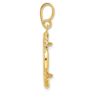 14k Yellow Gold 15mm Quadruple Twist & Bright Prong Coin Bezel Pendant - Fits US $1 Type 2