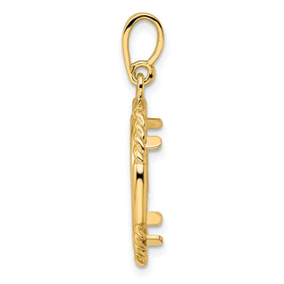 14k Yellow Gold 16mm Quadruple Twist & Bright Prong Coin Bezel Pendant - Fits 1/10 oz Maple Leaf, Maple Leaf, and Other Coins