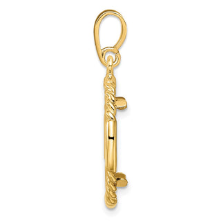 14k Yellow Gold 16.5mm Quadruple Twist & Bright Prong Coin Bezel Pendant - Fits 1/10 oz American Eagle and 1/10 oz Krugerrand