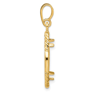 14k Yellow Gold 17.8mm Quadruple Twist & Bright Prong Coin Bezel Pendant - Fits US $2.50 Liberty and Other Coins