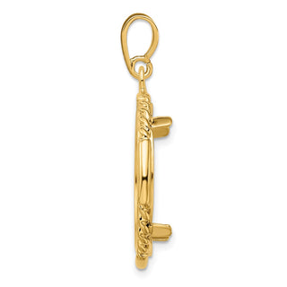 14k Polished Quadruple Twist and Bright 20.0mm Prong Coin Bezel Pendant - Fits 1/4 oz Kangaroo