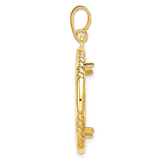 14k Yellow Gold 22mm Quadruple Twist & Bright Prong Coin Bezel Pendant - Fits 1/4 oz American Eagle and Other Coins