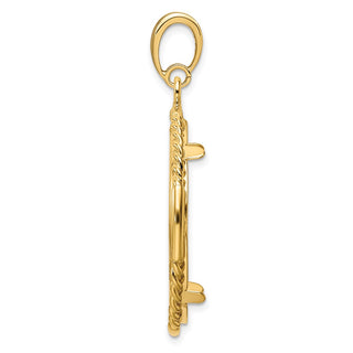14k Yellow Gold 27mm Quadruple Twist & Bright Prong Coin Bezel Pendant - Fits 1/2 oz American Eagle, US $10 Liberty, and Other Coins