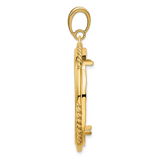14k Yellow Gold 30mm Quadruple Twist & Bright Prong Coin Bezel Pendant - Fits 1 oz Maple Leaf and 1/2 oz Cat