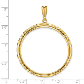 14k Yellow Gold 34.2mm Quadruple Twist & Bright Prong Coin Bezel Pendant - Fits US $20 Liberty and US $20 St. Gaudens