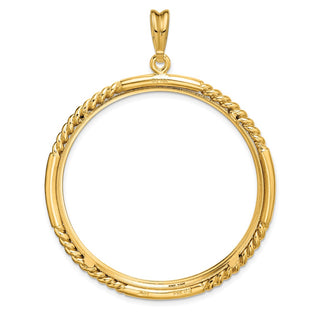 14k Yellow Gold 39.5mm Quadruple Twist & Bright Prong Coin Bezel Pendant - Fits 4 Ducat