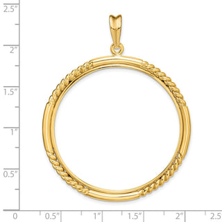 14k Yellow Gold 39.5mm Quadruple Twist & Bright Prong Coin Bezel Pendant - Fits 4 Ducat
