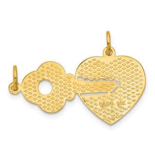 14k Yellow Gold Heart w/A Key Charm
