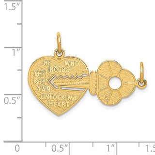 14k Yellow Gold Heart w/A Key Charm