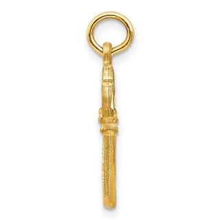 14k Yellow Gold Polished Diamond-cut 3D Key Charm C1027