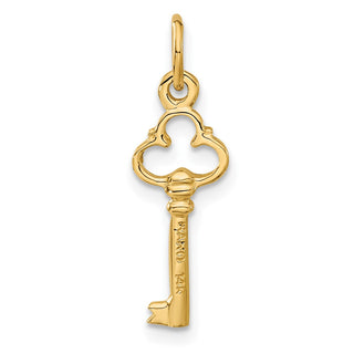 14k Yellow Gold Polished Diamond-cut 3D Key Charm C1027