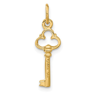 14k Yellow Gold Polished Diamond-cut 3D Key Charm C1027
