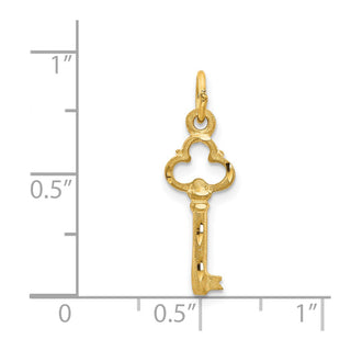 14k Yellow Gold Polished Diamond-cut 3D Key Charm C1027