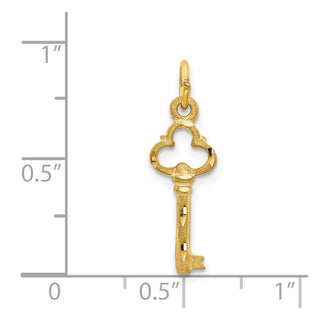 14k Yellow Gold Polished Diamond-cut 3D Key Charm C1027