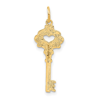 14k Yellow Gold Polished Fancy Edge Key Charm C1028