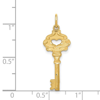 14k Yellow Gold Polished Fancy Edge Key Charm C1028