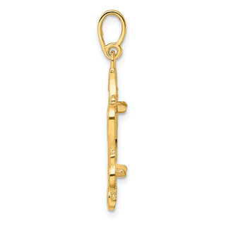 14k Yellow Gold Polished Curved Scroll 15mm Prong Coin Bezel Pendant - Fits US $1 Type 2