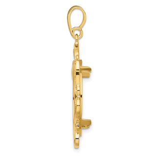 14k Yellow Gold Polished Curved Scroll 20.1mm Prong Coin Bezel Pendant - Fits 1/4 oz. Gold Nugget, and 1/4 oz. Koala