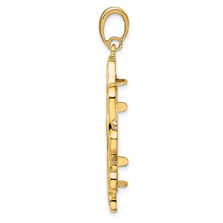 14k Yellow Gold Polished Curved Scroll 27mm Prong Coin Bezel Pendant - Fits 1/2 oz American Eagle, US $10 Liberty, and Other Coins