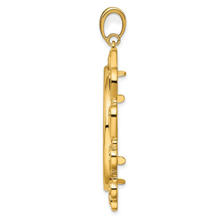 14k Yellow Gold Polished Curved Scroll 32.7mm Prong Coin Bezel Pendant - Fits 1 oz American Eagle, 1 oz Cat, and 1 oz Krugerrand