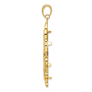 14k Yellow Gold Polished Curved Scroll 34.2mm Prong Coin Bezel Pendant - Fits US $20 Liberty and US $20 St. Gaudens
