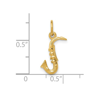 14k Yellow Gold 3-D Saxophone Charm