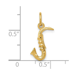 14k Yellow Gold 3-D Saxophone Charm