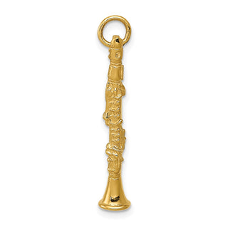 14k Yellow Gold 3-D Clarinet Charm